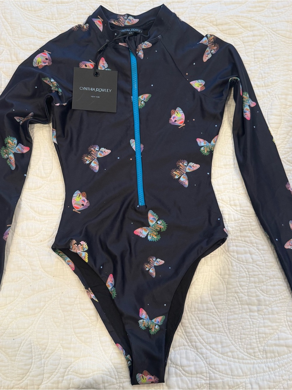 Cynthia Rowley Sunny Surfsuit Blue Butterfly Long-Sleeve